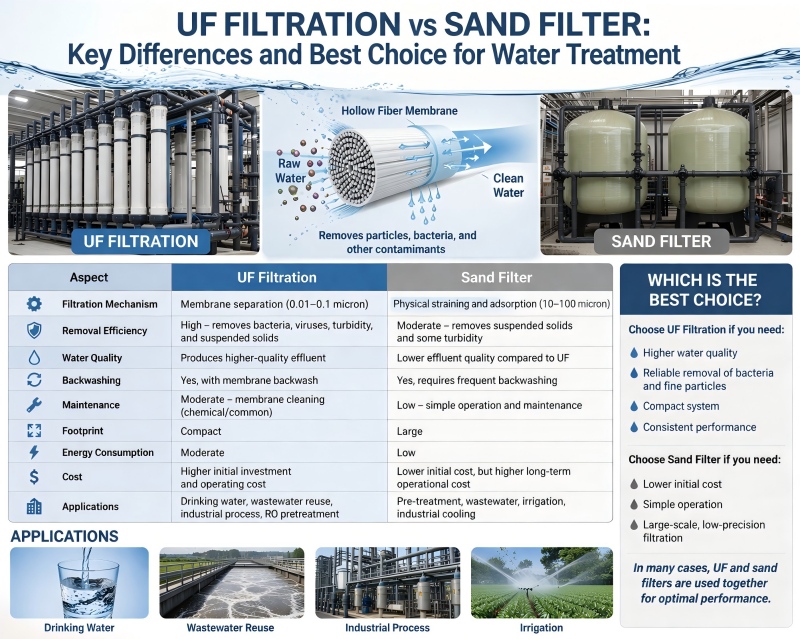 Uf filter comparing with sands fitler 